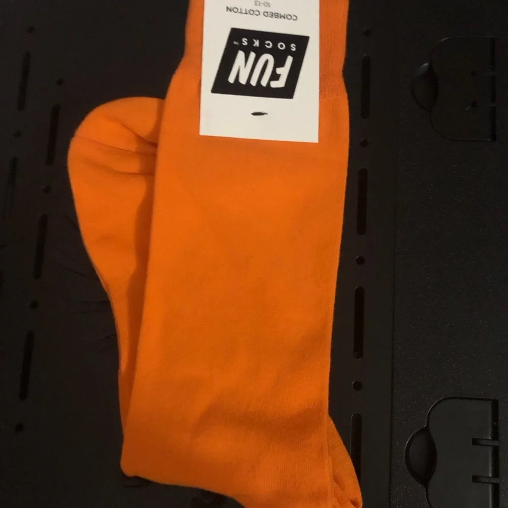 Fun Socks Men’s Orange Combed Cotton Crew Socks